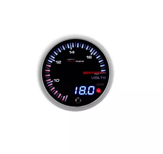 DEPO RACING DIGITAL+ANALOG BATTERIESPANNUNG ANZEIGE SLD5291B VOLTAGE GAUGE 52mm