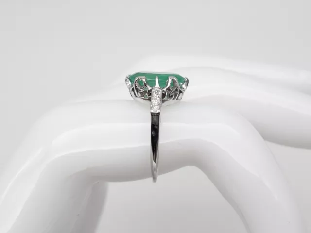 ANTIQUE 1920S $5000 4ct Natural Emerald Diamond Platinum Filigree Ring ...