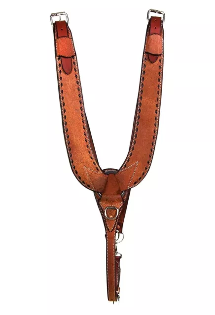 New Western Horse Saddle Breast Collar Handmade Tooled Buckstitch Pulling Collar