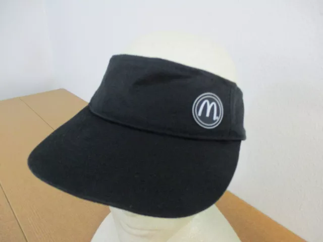 McDonalds Visor Hat Cap Adult Strap Back Black White Restaurant Employee Server