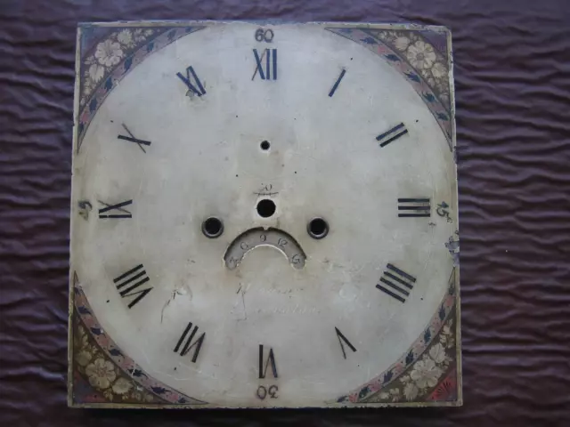 Antique Square 12" Grandfather Longcase Clock Dial False Plate.Henning Lymington