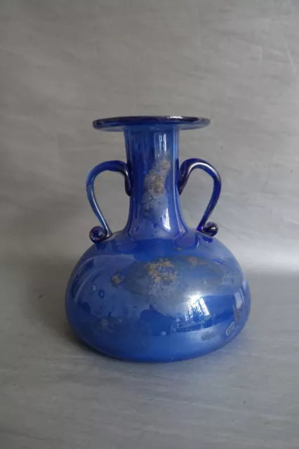 Vase en verre irisé bleu type balsamaire Murano