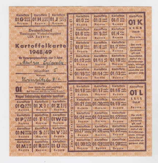 Kartoffelkarte, Lebensmittelkarte, München 1948/49 (29)