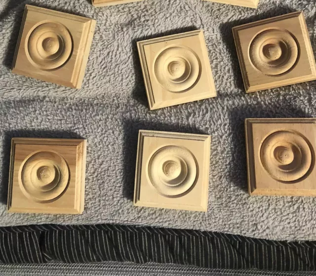Nuevo 6 Rosetas de madera Medallones Carpintería