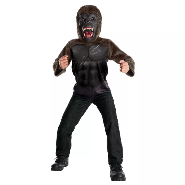 Kids Deluxe Gorilla Golden Steel Costume Boys Halloween Fancy Dress Top + Mask #