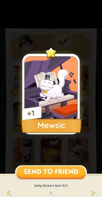 monopoly go sticker - mewsic