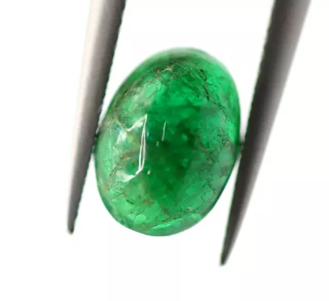 0.86 CT Vert Foncé Émeraude Naturel Zambie Desseré Ovale Cabochon 6x4 MM Gemme