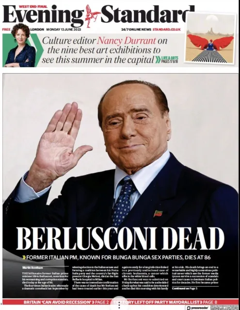 Berlusconi Dead Jodie Comer Awards Djokovic Paris Stones Man City ES News 12.6