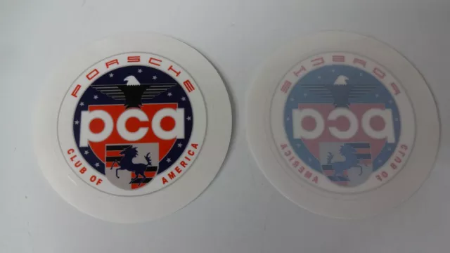 PCA Porsche Club of America Window Stickers (2) Decal Round 2.25" Diameter