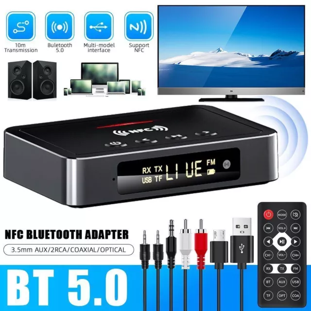 Bluetooth5.0 HIFI Stereo Sender Receiver NFC Audio Transmitter Adapter Empfänger