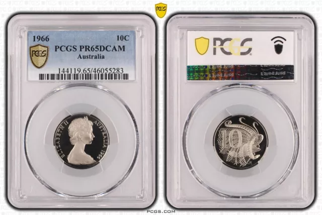 1966 Proof Ten Cent 10c Australia PCGS PR65DCAM GEM UNC #3782