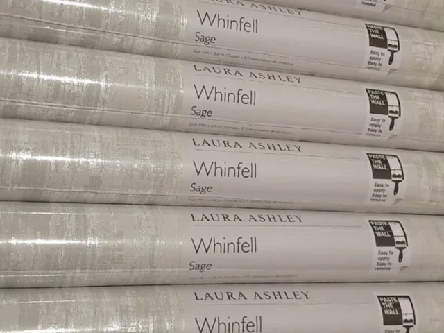 LAURA ASHLEY Tapete WHINFELL Salbei, gleicher Chargenpreis pro Rolle KOSTENLOSER VERSAND