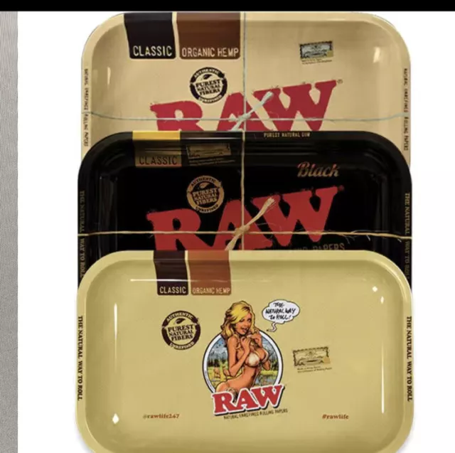 Raw Small Medium Rolling Tray Kit Gift Set Raw Classic Organic Hemp Tips Grinder