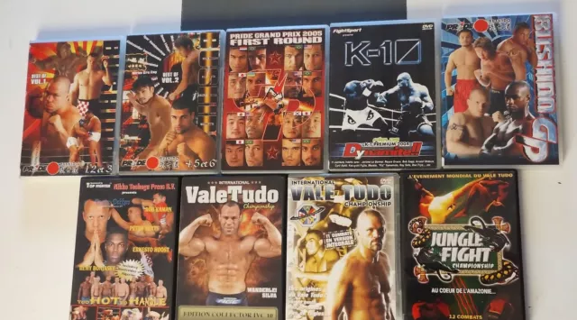 Lot de 9 DVD k-1 Pride Bushido top Fighter Vale tudo IVC Jungle Figth MMA UFC