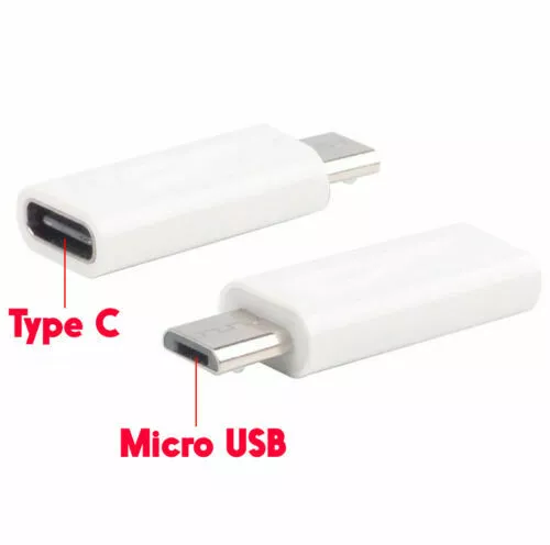 Adaptateur Type C Femelle Vers Micro USB 2.0 Mâle Convertisseur Chargeur BLANC