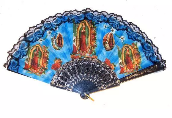 12 GUADELOUPE LACE HAND HELD FAN womens pocket purse fan NEW RELIGIOUS ITEM