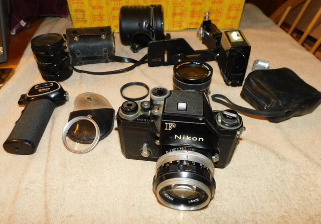 Nikon F Photomic 35mm Film Camera Nikkor-S 50mm lens Auto Chinon 28mm PARTS ONLY