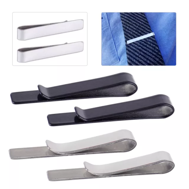 2x Men Gentleman Simple Plain Necktie Tie Pin Clasp Clip Clamp Bar Steel rt