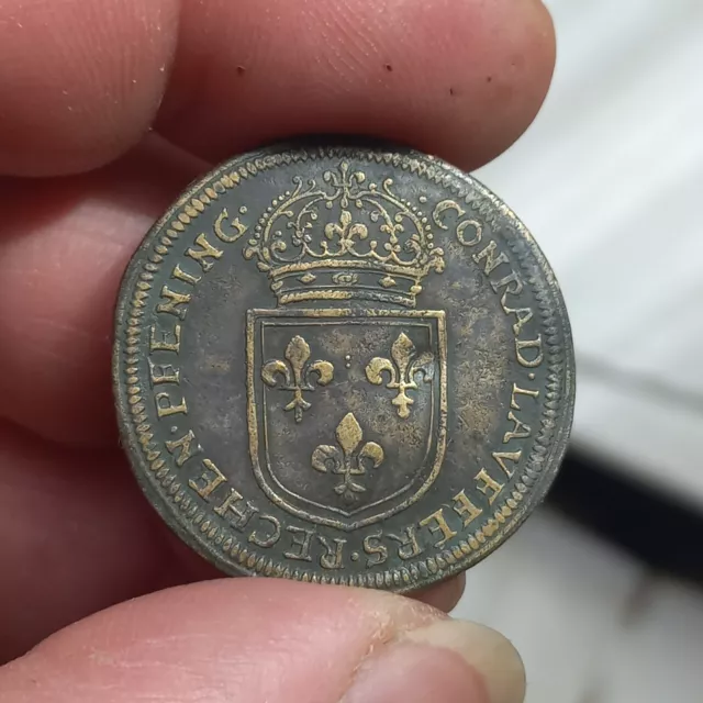 *J16*  ! RARE !  LOUIS XIV, Rechenpfennig Conrad Laufer, Buste non lauré