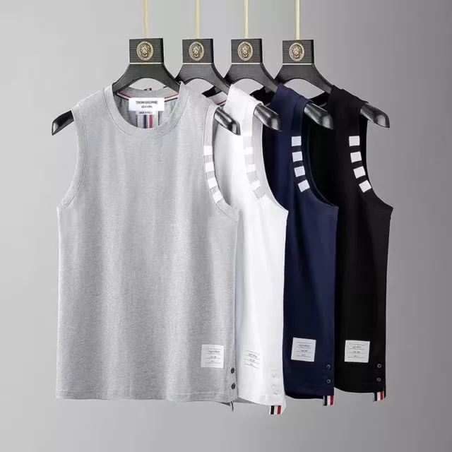 Thom Browne Men women 4 BARS crew neck sleeveless tank top T-Shirt Vest tee