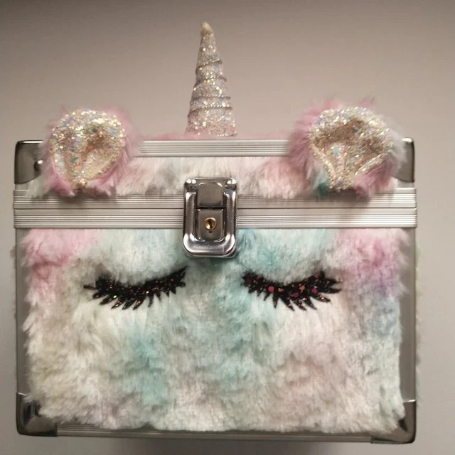 Unicorn Aluminum Plush Jewelry Storage Box Cosmetic Case Organizer Treasure Box