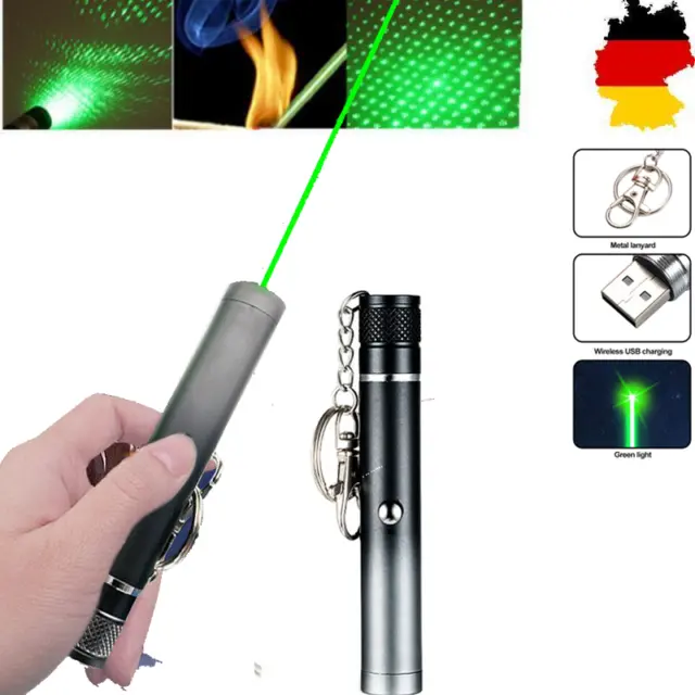 3000 METER Laserpointer Grün Reichweite 1mW EXTREM STARK / SEHR HELL USB Akku#DE