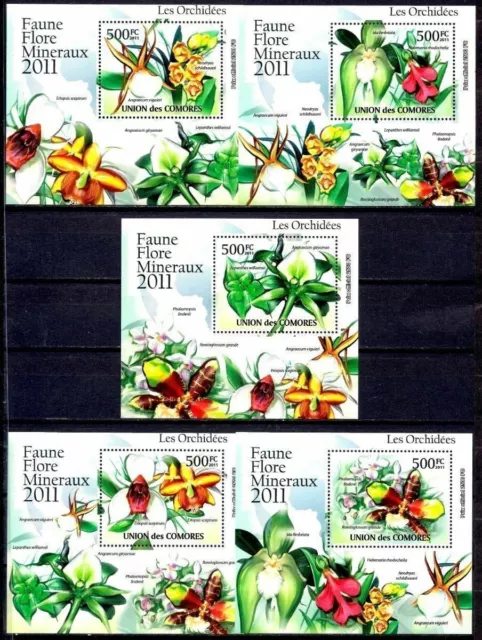 Comoro Islands 2009 Orchids Flowers Plants Nature DeLuxe MNH