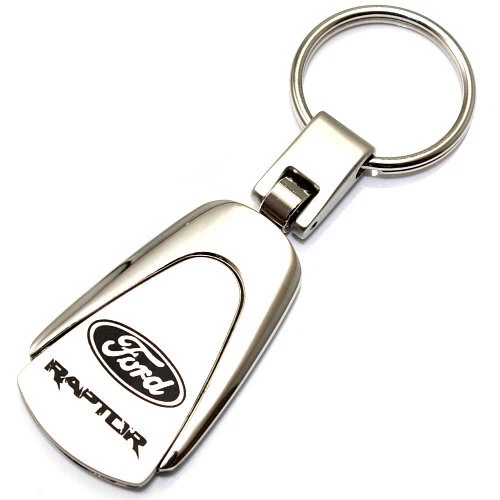 GENUINE FORD RAPTOR Logo Metal Chrome Tear Drop Key Chain Ring Fob $10. ...