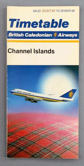 British Caledonian Airline Timetable Winter 1987/88 Channel Islands Issue Bcal