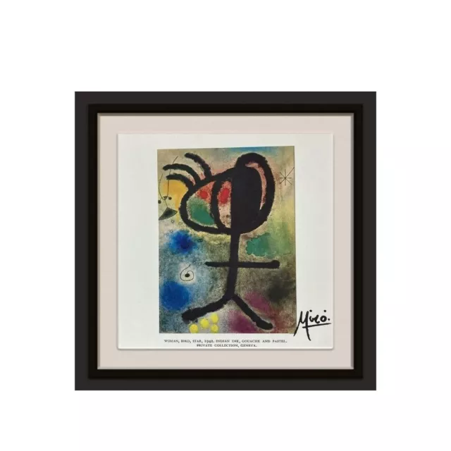 Joan Miro Original Hand Tipped print - Woman, Bird, Star... Signed, Colorplate