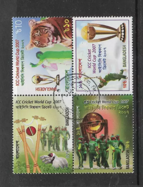 BANGLADESH 2007 ICC CRICKET WORLD CUP Block of 4v CTO USED