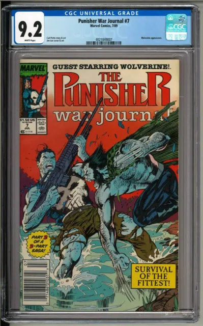 Punisher War Journal #7 (1989) NEWSSTAND CGC 9.2 White! Wolverine! Jim Lee Cover