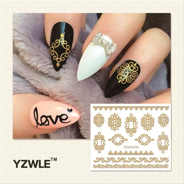 Nagelsticker  Fingernägel Aufkleber Tattoo Nail Art Nageldesign 6030 gold