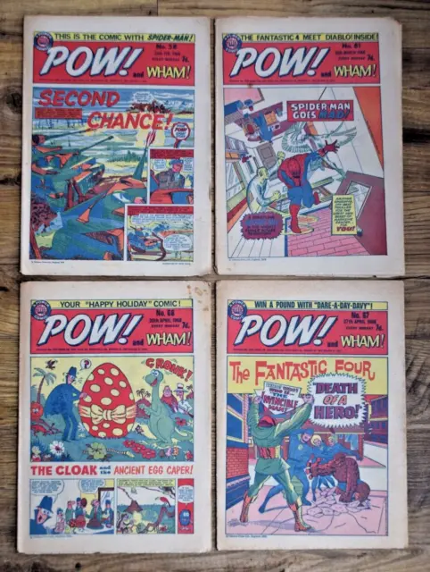 4x Wham! Pow! Marvel Power Comic 58 61 66 67 Spider-Man Fantastic Four 1968