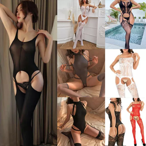 Bodystocking Bodysuit Womens Underwear Lingerie Fishnet Body Stocking Sissy -