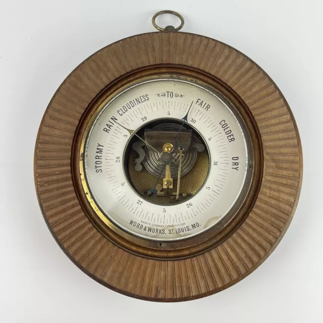 Antique Word  and Works Barometer Wood Framed Germany