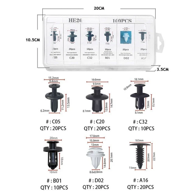 en plastique Clips de rétention pour pare-chocs Attaches automatiques Clip 2
