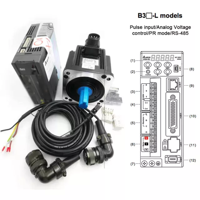 Delta 1000W 4.77NM AC Servo Motor NEMA52 Driver B3 Series Medium Inertia + Cable