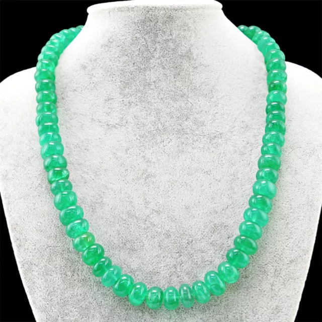 Round 581.50 Cts Earth Mined 20 Inches ENHANCED Emerald Beads Necklace (DG) 2