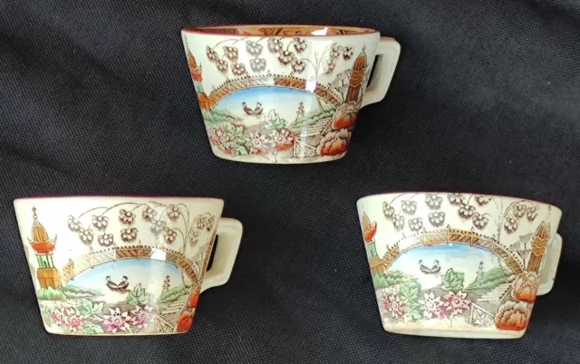 3 Anciennes Tasses Tokio Badonviller/décor japonisant/semi porcelaine/old cup