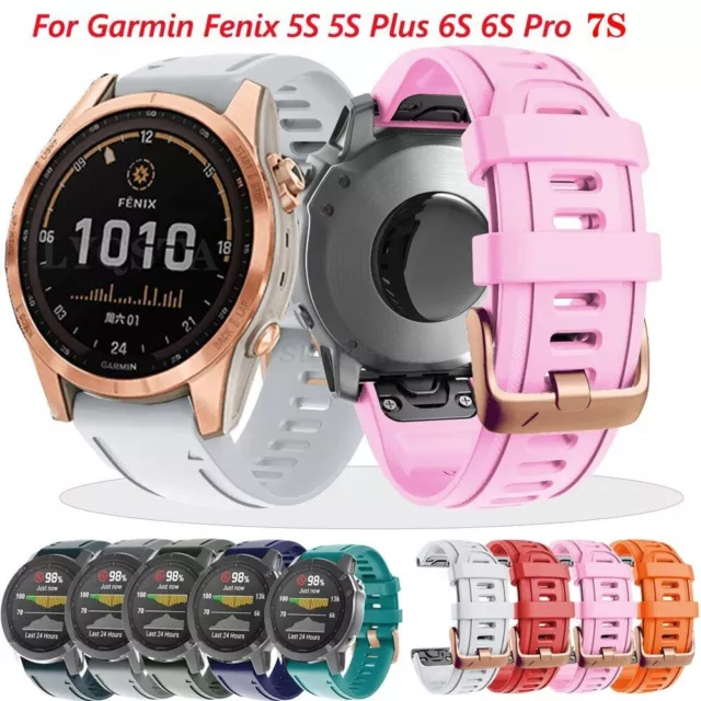 Quickfit Strap for Garmin Fenix 7S 6S Pro 5S Silicone Watch Band Rosegold Buckle