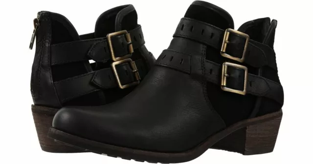 UGG AUSTRALIA MADDOX Black Leather Biker Boots Uk 4.5 Eu 37 Usa 6