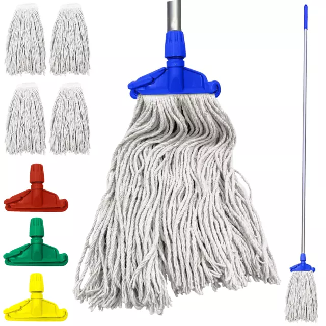 Kentucky Mop Head and Handle Set Clip 16oz Bracket 5x Replacement Floor Mopping