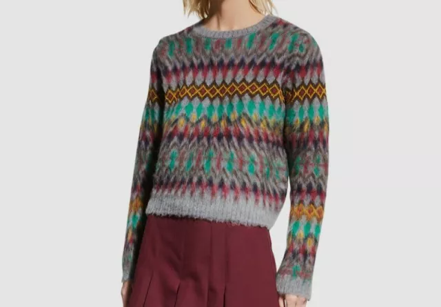 $1040 Maison Margiela Womens Beige Fair Isle Wool Long-Sleeve Sweater Size Small