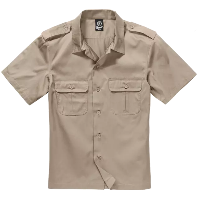 US Hemd kurzarm Diensthemd khaki beige Gr. S-7XL Safarihemd Freizeithemd halbarm