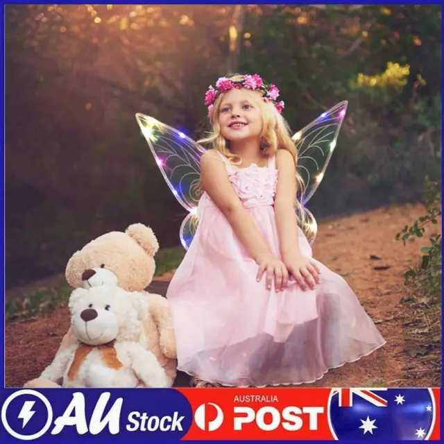 Girls Angel Wings Lightweight Wearable Wings Crafts with Light for Holiday (F)