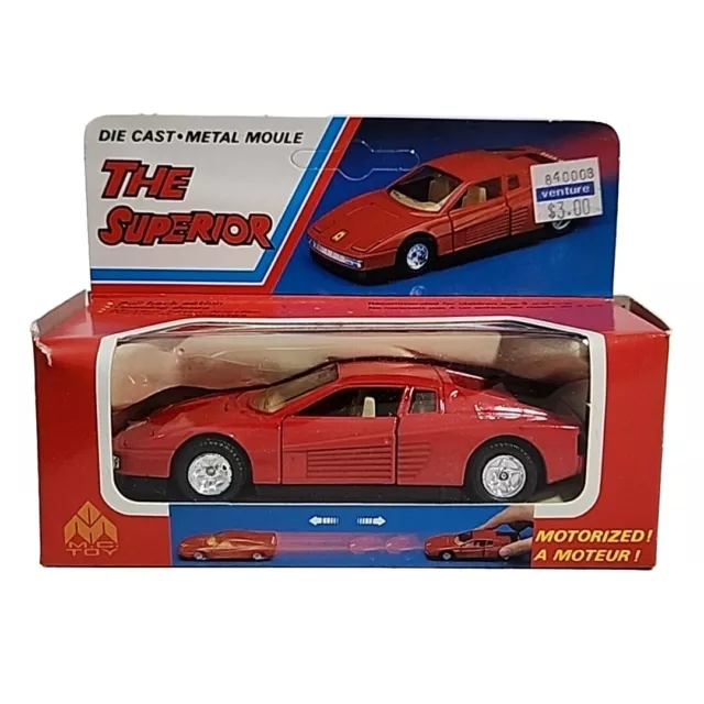 The Superior 8602 Ferrari Testarossa Vintage Die-Cast Model Pull Back Action Car