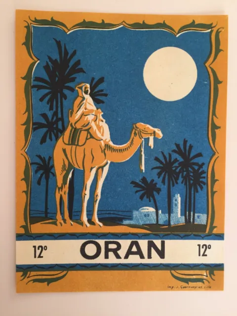 Ancienne étiquette ORAN/vin d'Algérie 12°