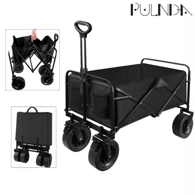Collapsible Heavy Duty Wagon Cart Outdoor Camping Garden Beach Cart Big wheels