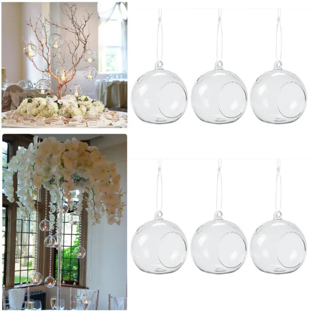 Clear Hanging Glass Bauble Ball Tealight Candle Holder Xmas Wedding Garden Decor